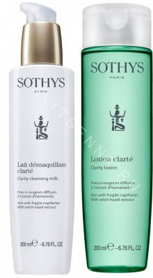 Набор для чувствительной кожи с куперозом Sothys Clarity Cleansing: Milk +Lotion 400 + 400 мл