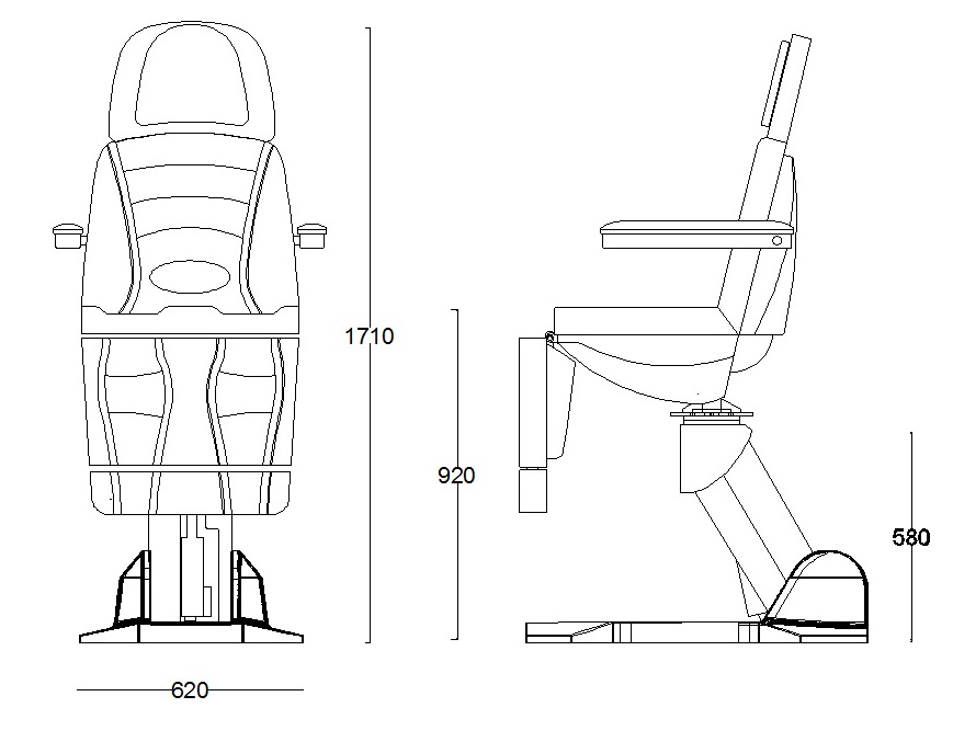 Технические характеристики кресла косметологического трехмоторного СИГМА-3