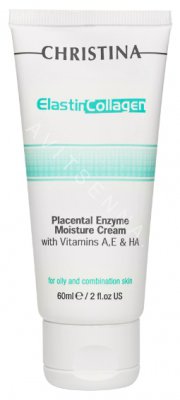 Christina Creams Elastin Collagen Placental Enzyme Moisture Cream with Vit. A, E &amp; HA for oily skin. Увлажняющий крем с витаминами A, E и гиалуроновой кислотой для жирной кожи Эластин, коллаген, плацентарный фермент, 60 мл.
